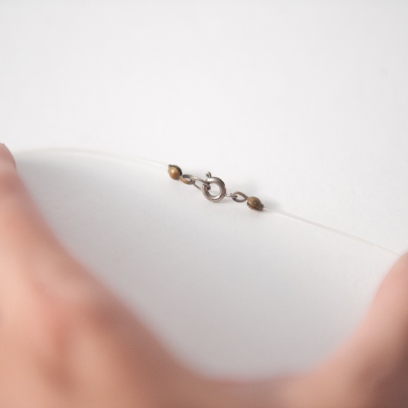 Y2K 2000s Choker Necklace | Invisible Clear Line Turquoise Stone - Picture 5 of 5